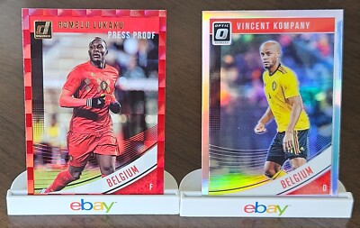 (2) donruss 2018/2019 Belgium Lot Kompany Optic HOLO Lukaku Press Proof RED