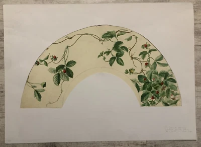 Marie Rose DE VOMANE (XIX) Aquarelle Projet Eventail à Fleurs Plantes Datée 1889 - Photo 1/4