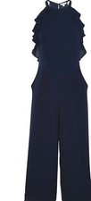 New Whistles Sonia Frill Navy Blue Jumpsuit Sz UK 12 rrp  199
