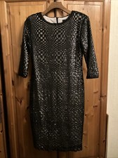 TFNC LONDON Size 14 Black Sequin/Nude Base Evening Dress