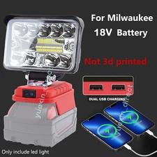 Dual USB LED Work Light for Milwaukee 18V Lithium Battery Cordless Outdoor Lamp