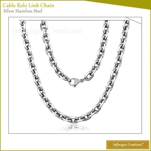 Stainless Steel Silver Cable Rolo Link Chain Necklace Men Women 1.5mm-8mm 7-38" - Picture 25 of 28