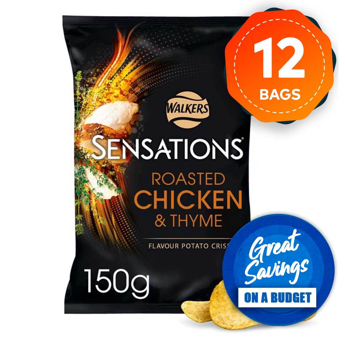 Sensations Walkers Crisps Roast Chicken Thyme Sharing 12 Bags x 150g