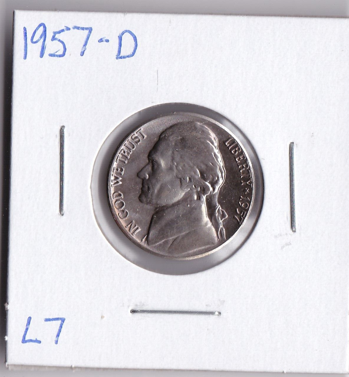 あっさー 1957-D Jefferson Nickel Gem BU Light Blue Toning L7 | eBay
