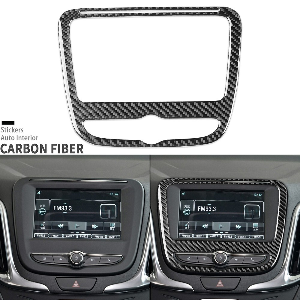 Real Carbon Fiber Console Navigation GPS Panel Cover For Chevrolet Equinox 18-22