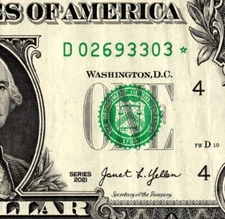 2021 D Star Note One Dollar Bill Regular Run Pack Note