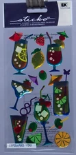 EK Success Sticko 13 pc Assorted Mixed Drinks Dimensions Scrapbook Stickers NEW