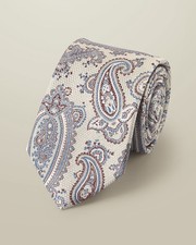 Silk Paisley Tie - Cream
