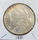 1881 BU GEM MORGAN SILVER DOLLAR UNC MS+++ RIM TONING