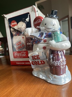 Coca-Cola Snowman Ice Cold Cookie Jar Original Soda Advertising
