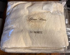 Sferra St Moritz Ivory Queen Plush Blanket Solid 100% Long Staple Cotton NEW