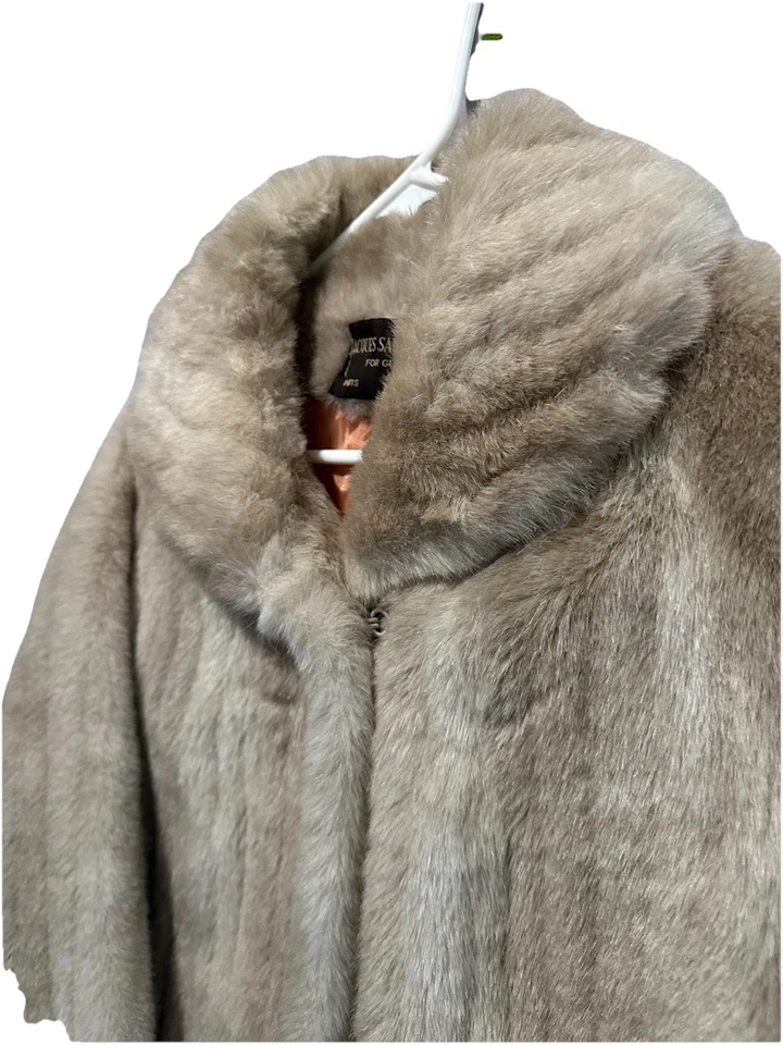 Abrigo Chaqueta Med Vintage Años 80 Jacques Saint Laurent Yves YSL Blanco Imitación Piel de Conejo Foto 3 de 4