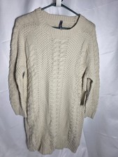 Women's Nu Label Cable Knit Sweater Dress Beige Size S cottagecore fall cozy