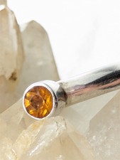 MP Solid Sterling Silver Yellow Citrine Solitaire Ring Size 8.75 - 4.4 Grams