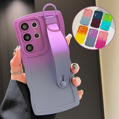 For Samsung Galaxy S25 Ultra S24-S20 A56 A25 A26 Two-color Wavy Case+Wristband