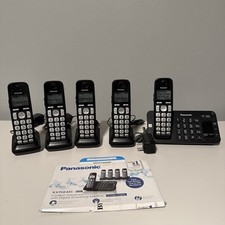 Panasonic KX-TGE 445 Black Cordless Telephone Digital Answering 5 Handsets NICE 