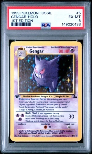 1999 POKEMON FOSSIL 1ST ED #5 GENGAR-HOLO PSA 6