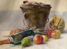 COMPOSITION DE NATURE morte de peinture aquarelle vintage EUR 76,69 - FR