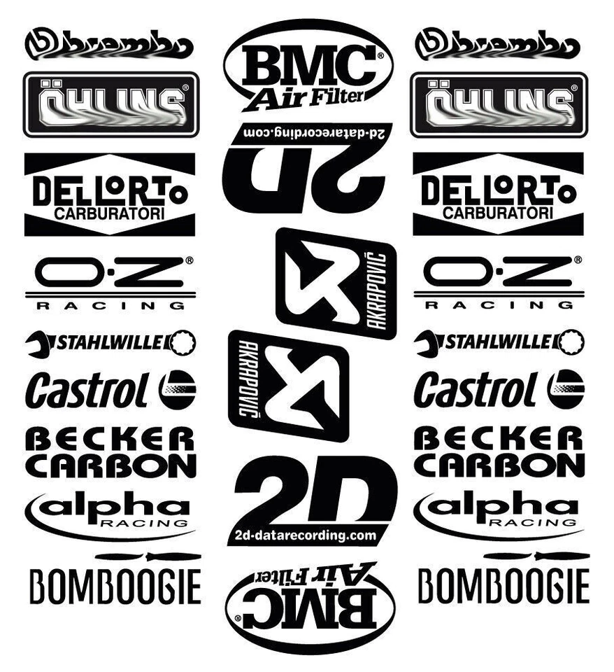 BLACK bedruckter Satz Bugspoiler adesivi BMW S1000RR Sponsor Decals Aufkleber