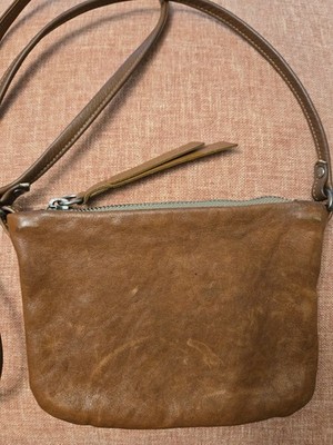 Rough And Tumble Maine Made Crossbody Soft Brown Leather purse 7 x 5 