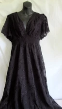 Baltic Born Womens Evelyn Smocked Black Floral Lined Maxi Dress Size L NWT