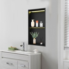 2Tier Stainless Steel Shower Niche Wall Vertical Recessed Shelf Storage Bathroom