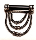 Rare Antique 925 Sterling Silver Bar Onyx Tube Cabochon Brooch Pin - Gorgeous! — photo 5
