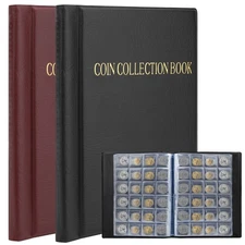 240 Pocket Coin Collection Album Book Leather Coin Holder Storage Binder 10 Page