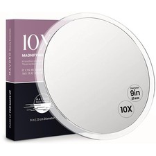 Magnifying Mirror with 3 Suction Cups 9 Inch 10X Magnification 