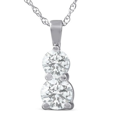 3/4 kt Forever Us natürlicher Diamant-Anhänger mit zwei Steinen 14 K Weißgold