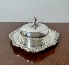 VTG Baroque By Wallace Ornate Silverplate Butter Dish, Lid & Glass Insert #244