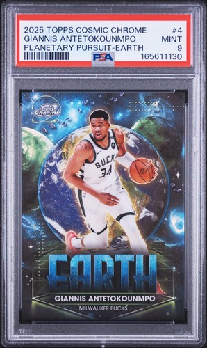 2025 TOPPS COSMIC CHROME PLANETARY PURSUIT EARTH #4 GIANNIS ANTETOKOUNMPO PSA 9
