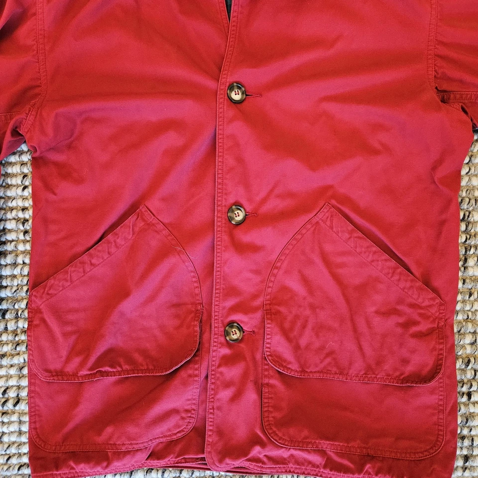 复古 American Eagle Barn 夹克男式小号红色灯芯绒领袖口法兰绒衬里 — 第 4/4 张图片