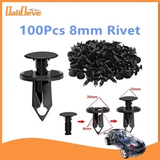 100pcs 8mm Car Auto Bumper Clips Hole Plastic Rivets Fastener Fender Push In Pin