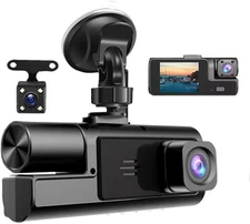 1080P 3Channel Dash Camera for Car Front and Rear inside Dashcam Car Video Recor