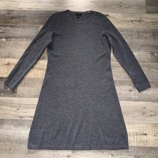 Talbots Medium Petite Pure Merino Wool Sweater Dress Gray Long Sleeve 🔥👀