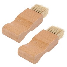 2Pcs Wooden Shoes Cleaner Brushes Multipurpose Shoe Care Tool Khaki
