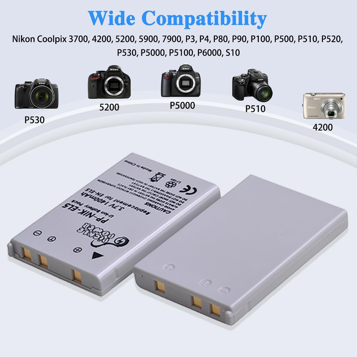 Pickle Power EN-EL5 Battery 2 Pack and 2 batteries with 1-slot