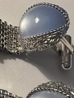 Vtg Swank Mesh Wrap Cufflinks Blue Stone Silver Tone Mid Century — photo 5