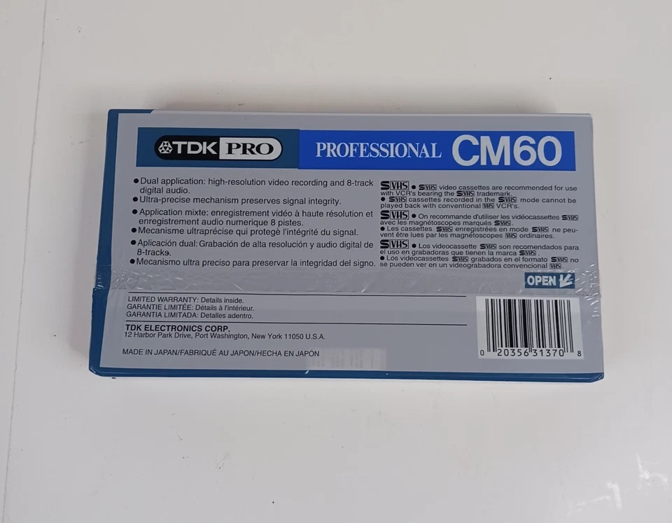 NOS Sealed TDK PRO CM60 Professional 60 Minute Super Avilyn VHS Tape (Single) - Image 4 of 4