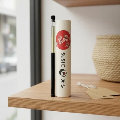 Tube Carton Sushi Forme Cylindrique Boîte En Carton Rigide avec Couvercle - Photo 1/4