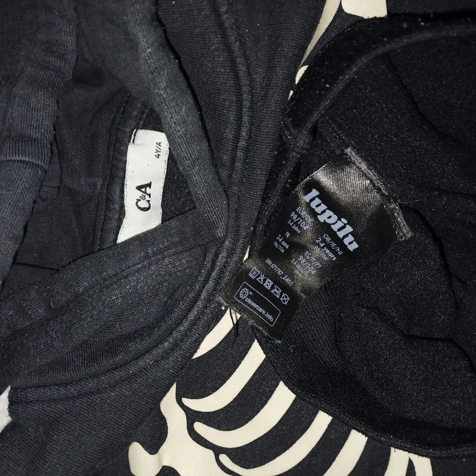 Halloween 🎃 set Kapuzenpullover 98 104 Skelett thermo Leggings schwarz - Bild 3 von 4