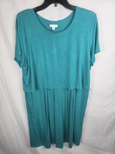 J.Jill Teal Women's Short Sleeve Dress With Pockets Sz L