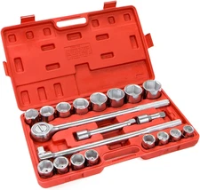 21 Pieces Socket Set 3/4-Inch Drive Wrench 6-Points Socket Ratchet Extension Bar