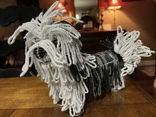 6.5"x7.5"x3" Beaded Black & White Shih-Tzu or Maltese Dog Figurine