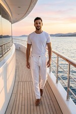 Dolce & Gabbana Men White 100% Linen Pants SZ 46 EUR SZ 32 USA