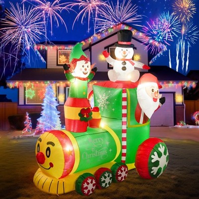 NIORSUN 6FT Train Inflatable Christmas Decorations Outdoor with Multicolor 