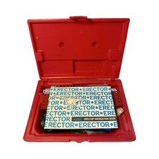 Vintage 1978-1981 Gilbert Erector Helicopter Set Red Carry Case w Motor Book