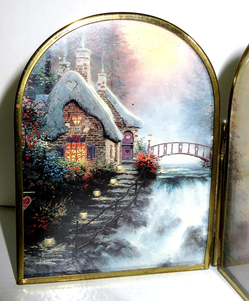 Vintage Brass Bi - Fold Enesco Religious Framed Proverb 3.75" Tall / Mexico - Image 2 of 4