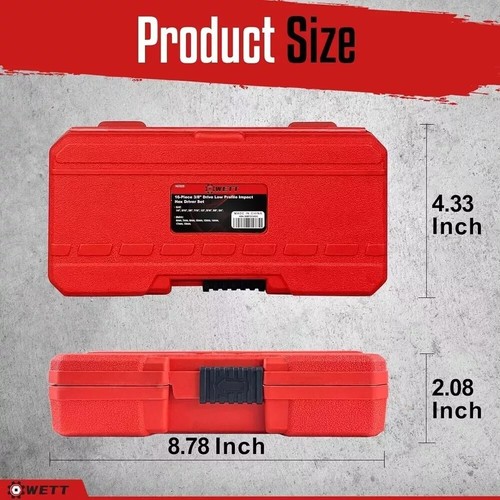 3/8-Inch Drive Low Profile Impact Hex Driver Set 16-Piece Stubby Hex Bit Socket - Picture 5 of 7